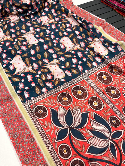 Product Image - Designer Viscose Georgette Saree with Banarasi Embroidery - Perfect for Festive & Wedding Wear