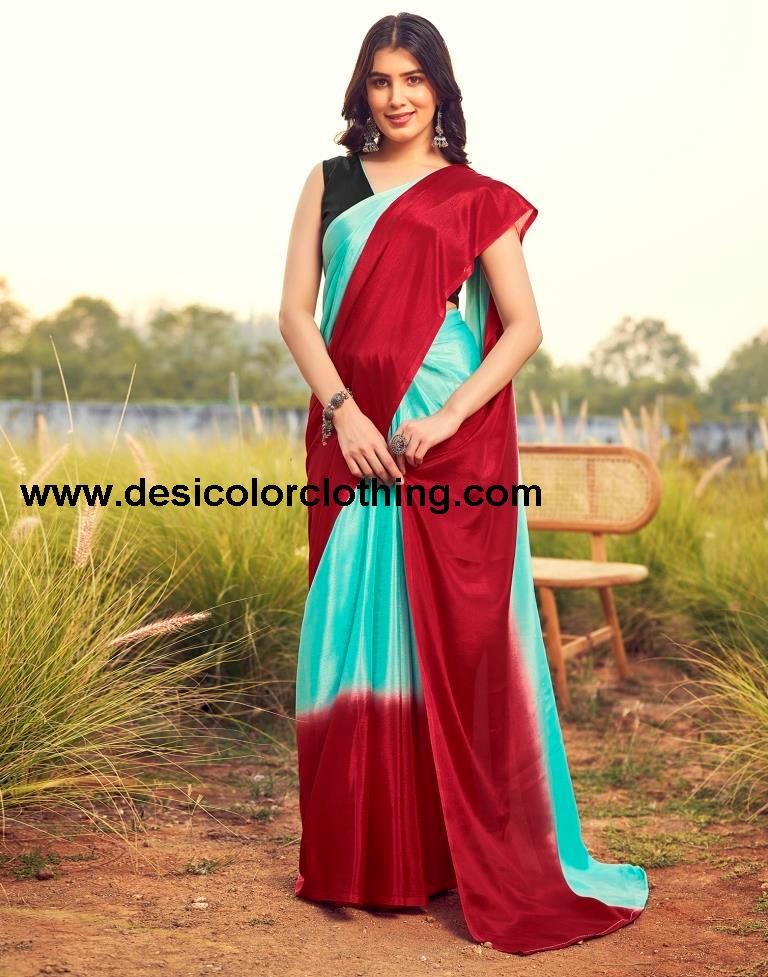 TurquoiseWeaving Chiffon Plain Ready To Wear