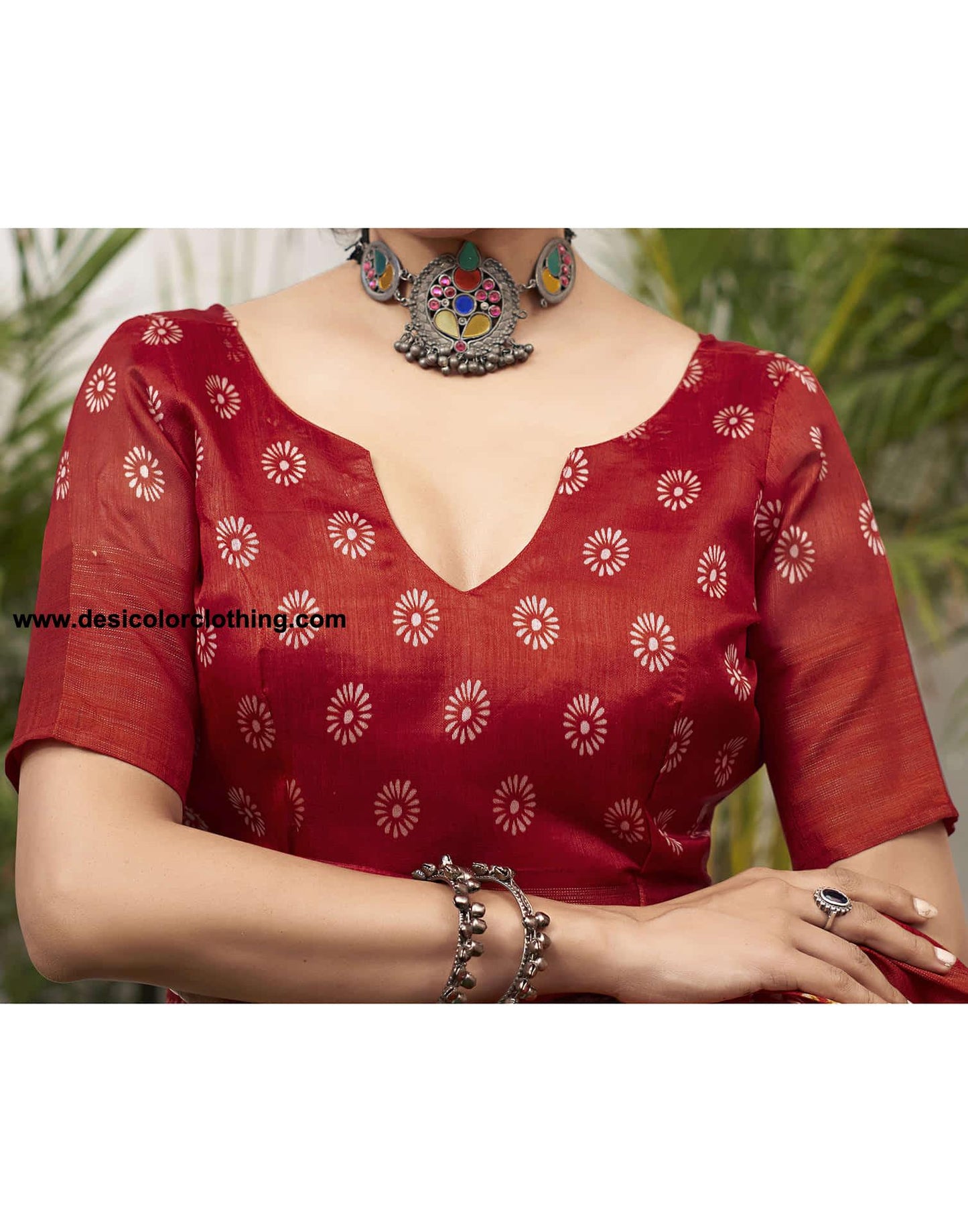 Red Cotton Printed Saree