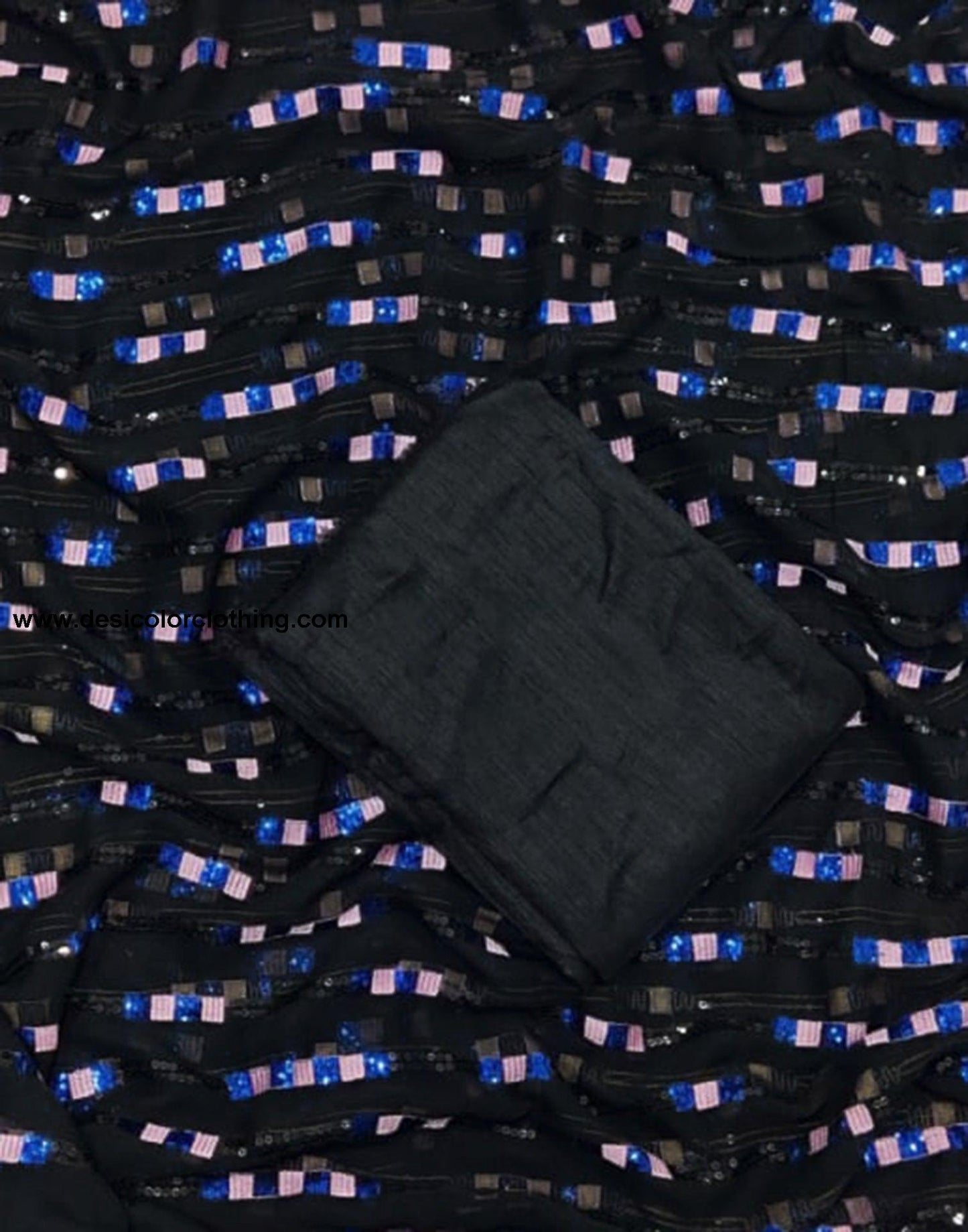 Black Georgette Plain Saree