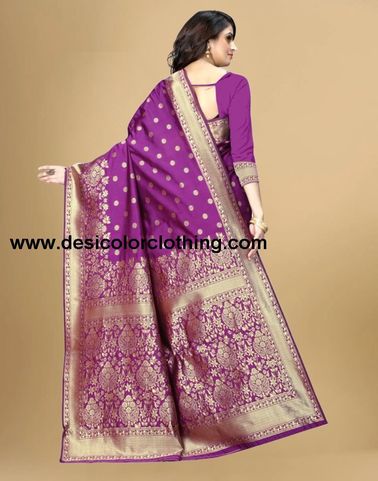 Purple Banarasi Silk Saree