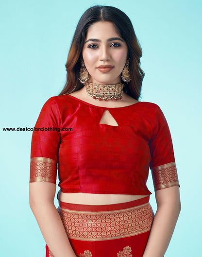 Red Jacquard Silk Saree