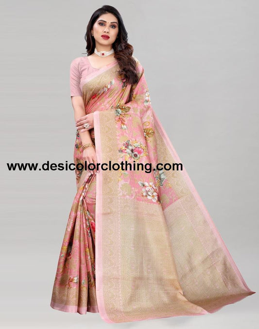 Rose Pink Khadi Silk Saree | 2108S237