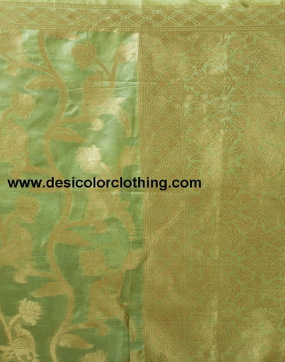 Pista Green Organza Woven Saree