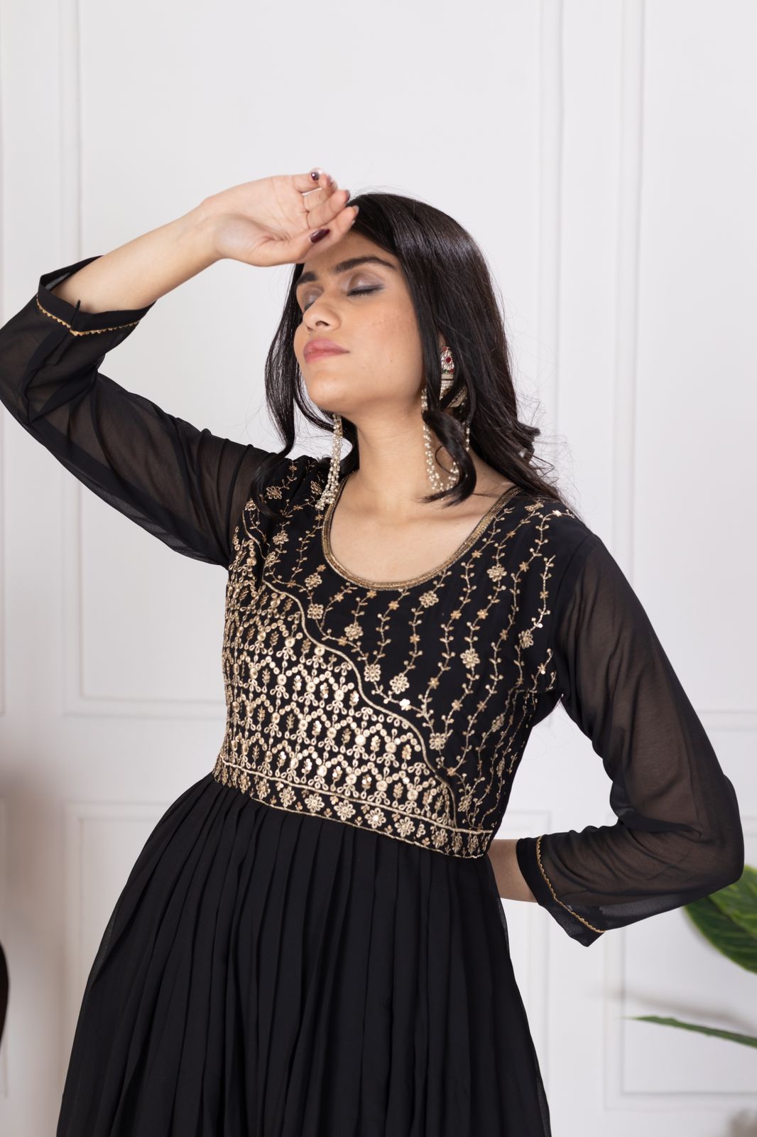 Product Image - Elegant Black Designer Gown - Sindoor