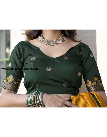 Yellow Banarasi Silk Woven Saree