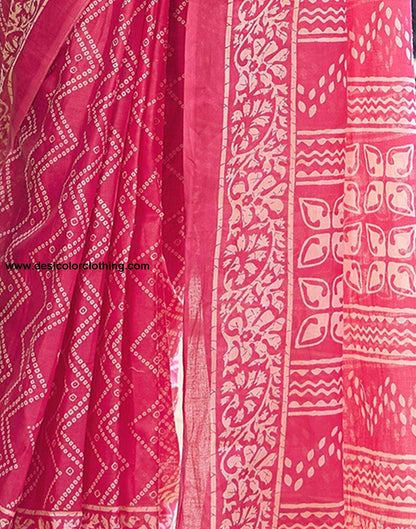 Blush Pink Printed Cotton Pre-Draped Saree