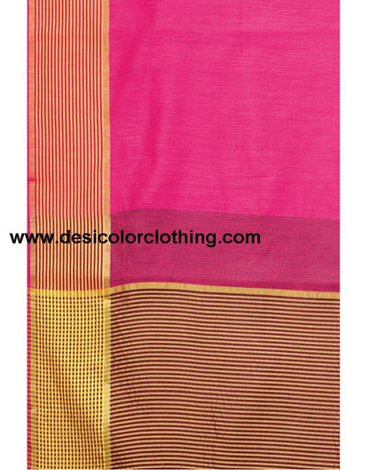 Dark Pink Coloured Poly Cotton Casual saree