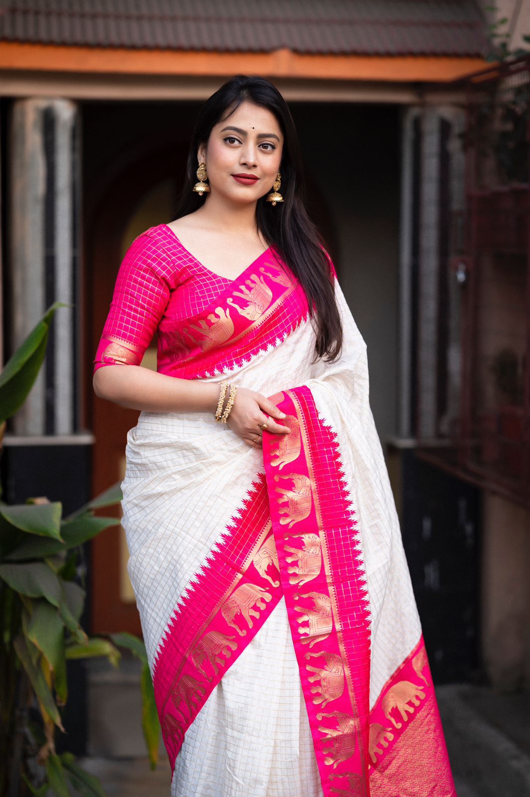 Product Image - ELEPHANTA CHEX: White Edition Designer Saree