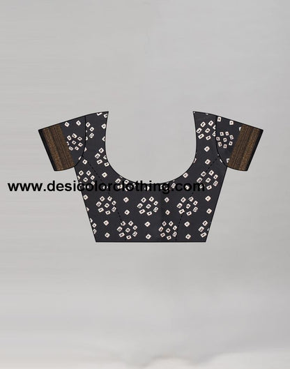 Black Cotton Bandhani Printed Saree | 1985S484