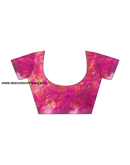 Pink Printed Cotton Zari Stripe Saree