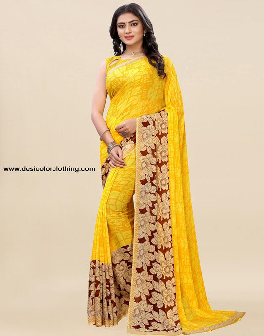 Yellow Printed Saree | 1182S106