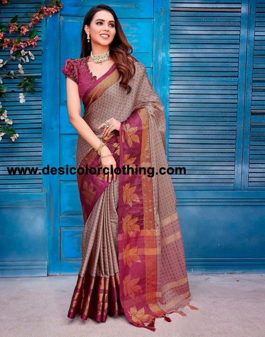 Pink Silk Woven Saree