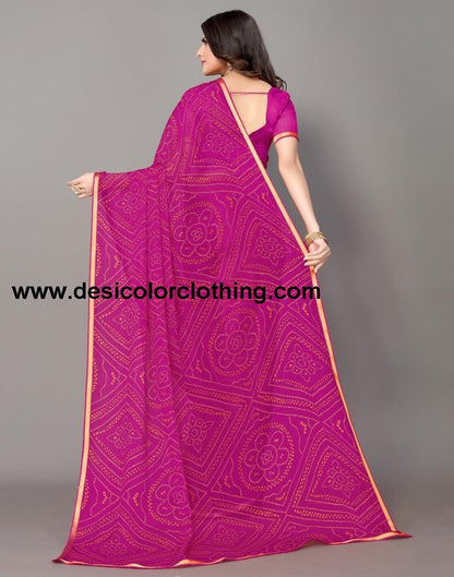 Pink Bandhani Printed Saree