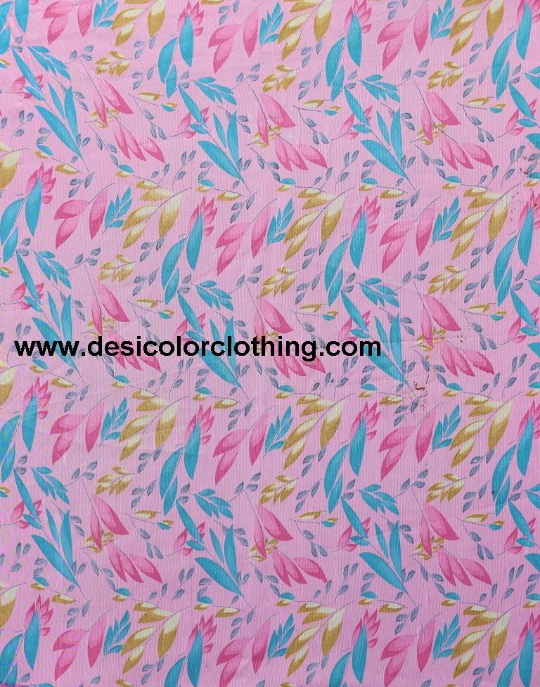 Pink Chiffon Floral Printed Saree