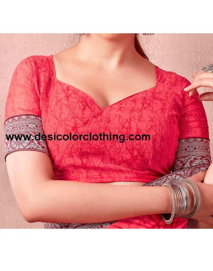 Red Georgette Printed  Saree