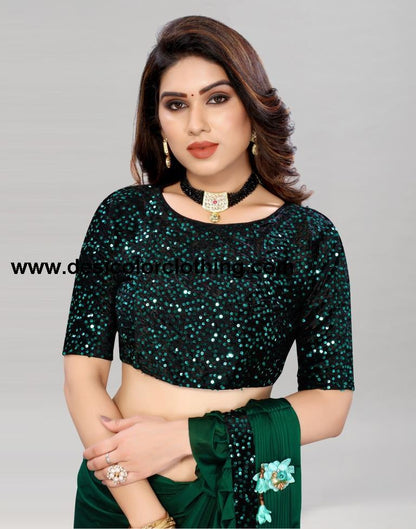 Bottle Green Coloured Lycra Dyed Saree | SLV2190S101