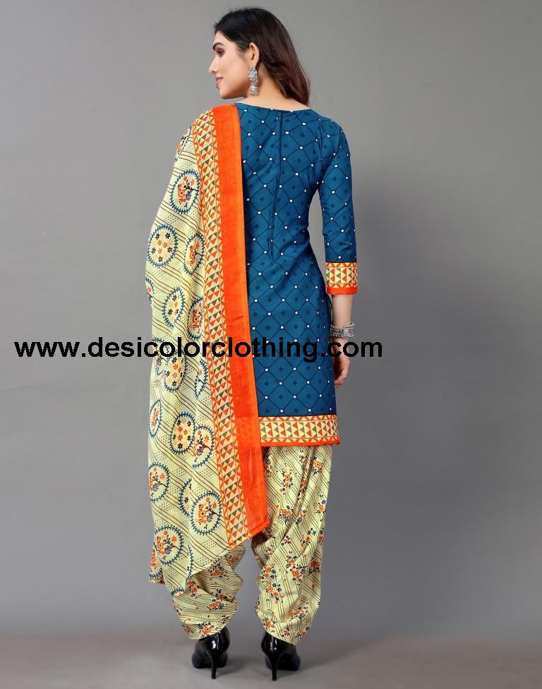 Printed Polyester Unstitched Salwar Suit Material