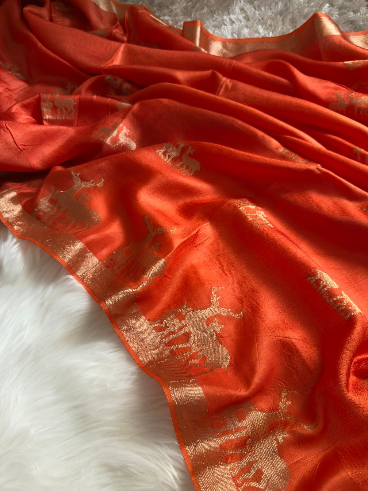 Product Image - Hiran Silk - Pure Khadi Silk Designer Saree with Deer Design | Festive & Wedding Wear