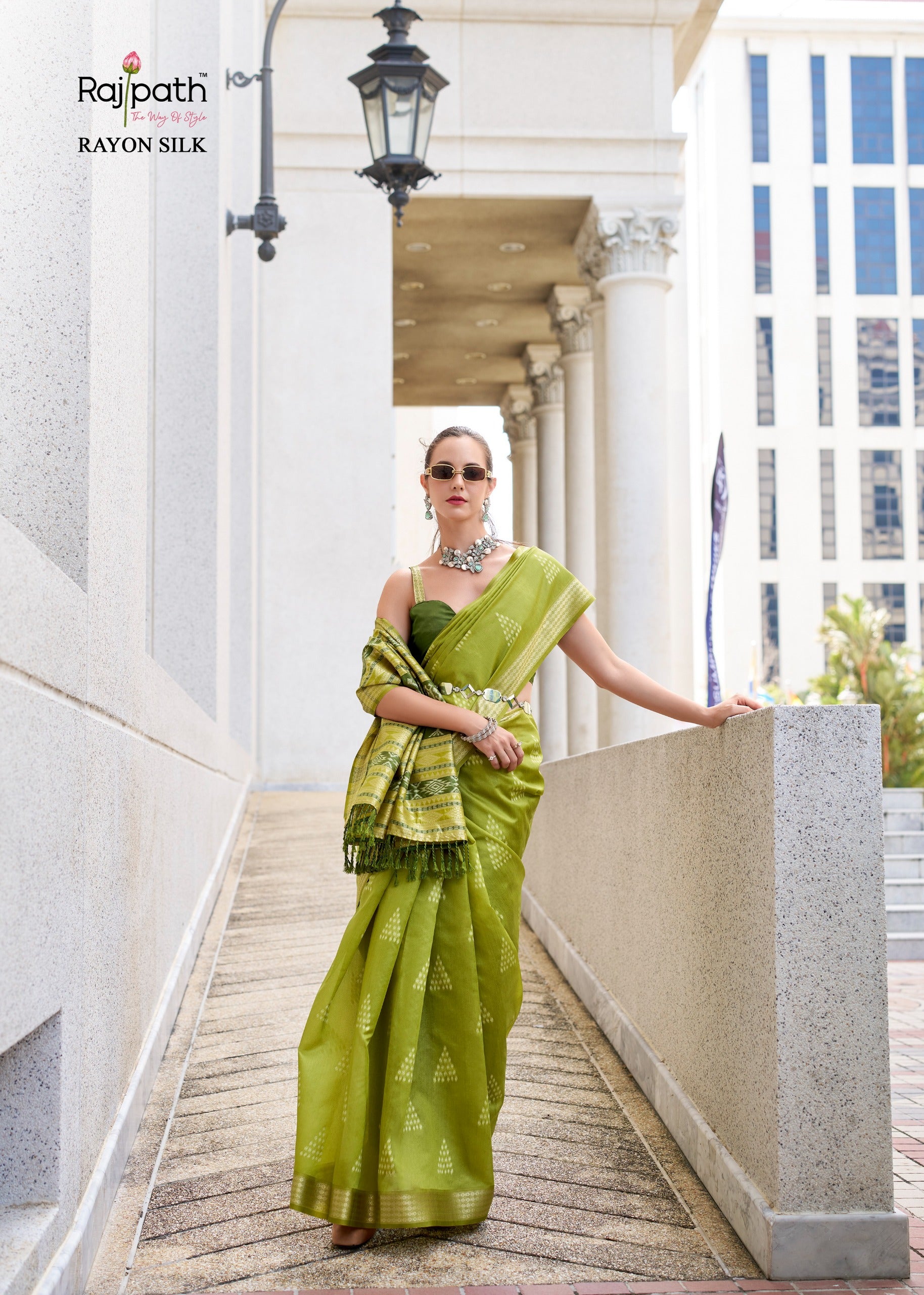 Product Image - RajYog Designer Ikkat Pattern Georgette Saree - Festive Wear & Wedding Outfits