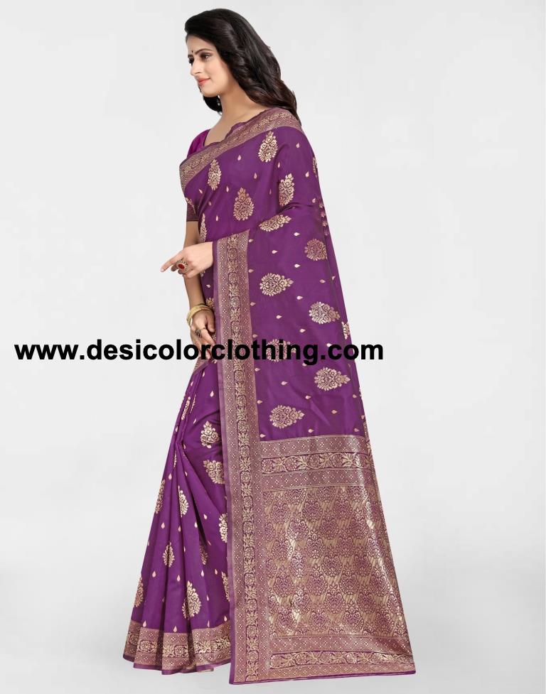 Purple Jacquard Banarasi Silk Saree