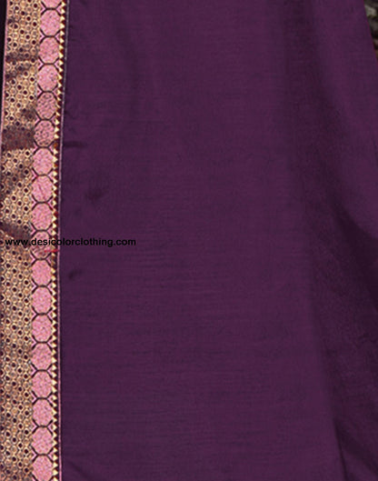 Wine Plain Silk Saree
