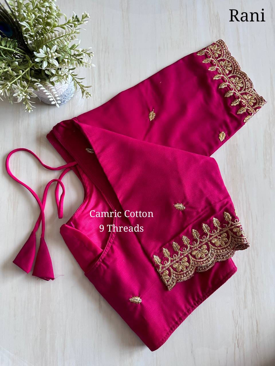 Elegant Camric Cotton Kurta with Zari and Embroidery Work
