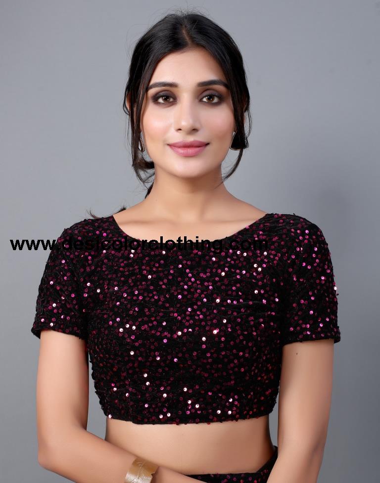 Wine And Black Woven Saree | 2324S212