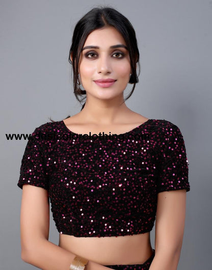 Wine And Black Woven Saree | 2324S212