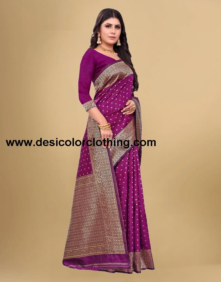 Purple Banarasi Silk Saree