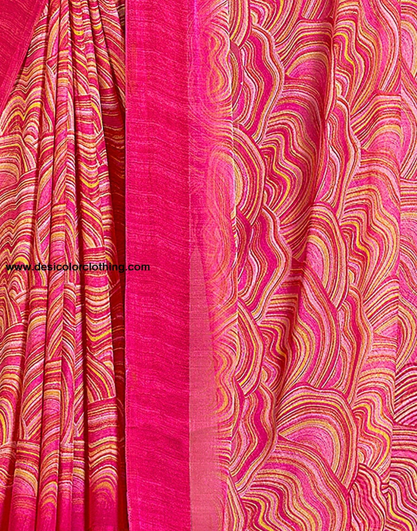 Pink Printed Chiffon Saree