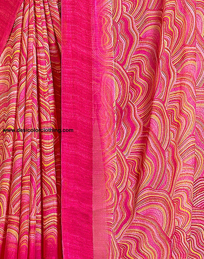 Pink Printed Chiffon Saree