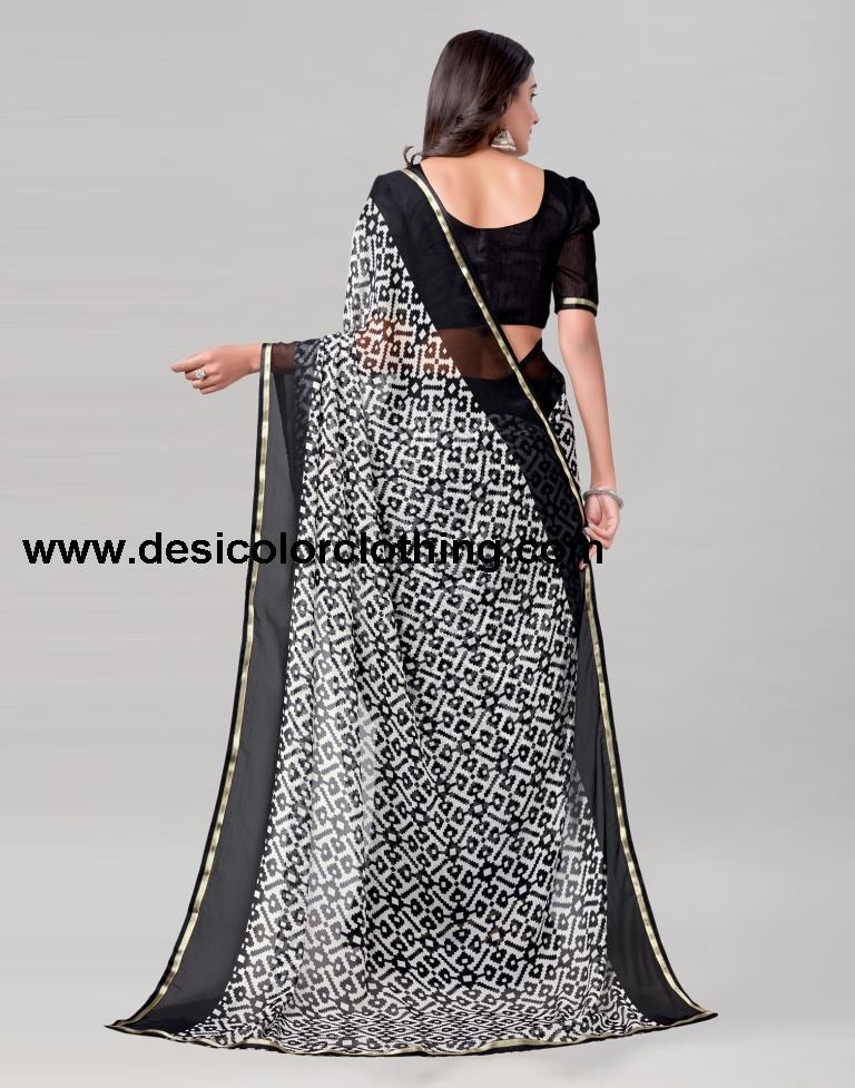Black Coloured Chiffon Printed Saree | SLV2219S208