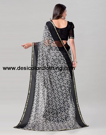 Black Coloured Chiffon Printed Saree | SLV2219S208