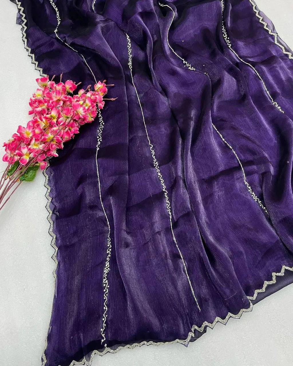 Product Image - Exquisite Zimmy Choo Designer Saree with Khatli and Hand Diamond Work