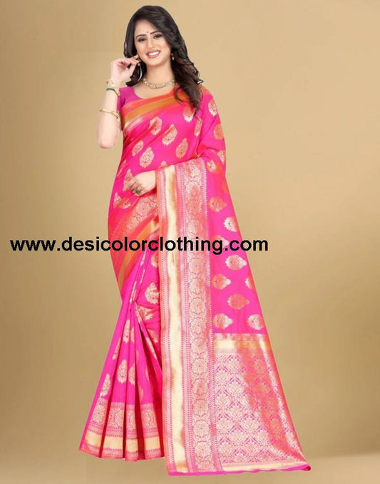 Pink Banarasi Silk Saree