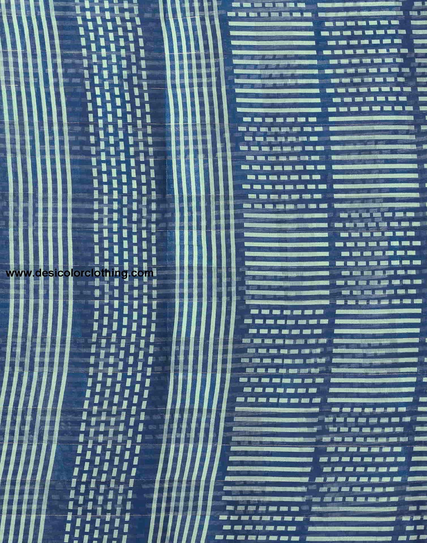 Blue Printed Cotton Geometric Saree