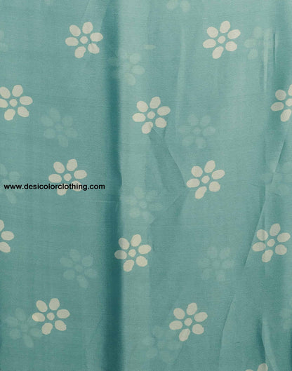 Soft Turquoise Chiffon Printed Saree