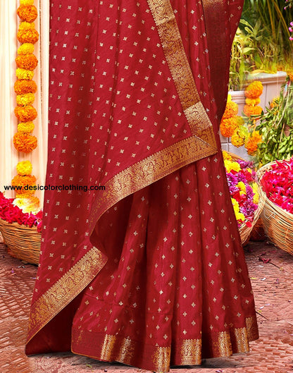 Red Printed Silk Saree