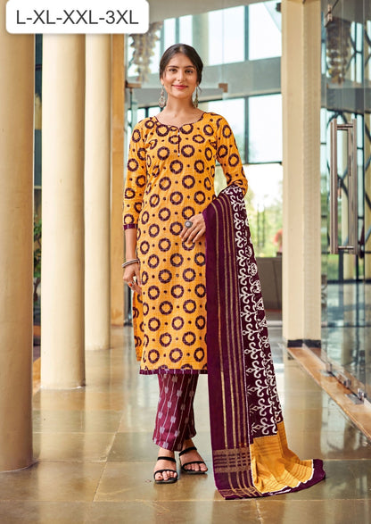 Product Image - Elegant Ikkat Readymade Cotton Kurti Pant with Dupatta