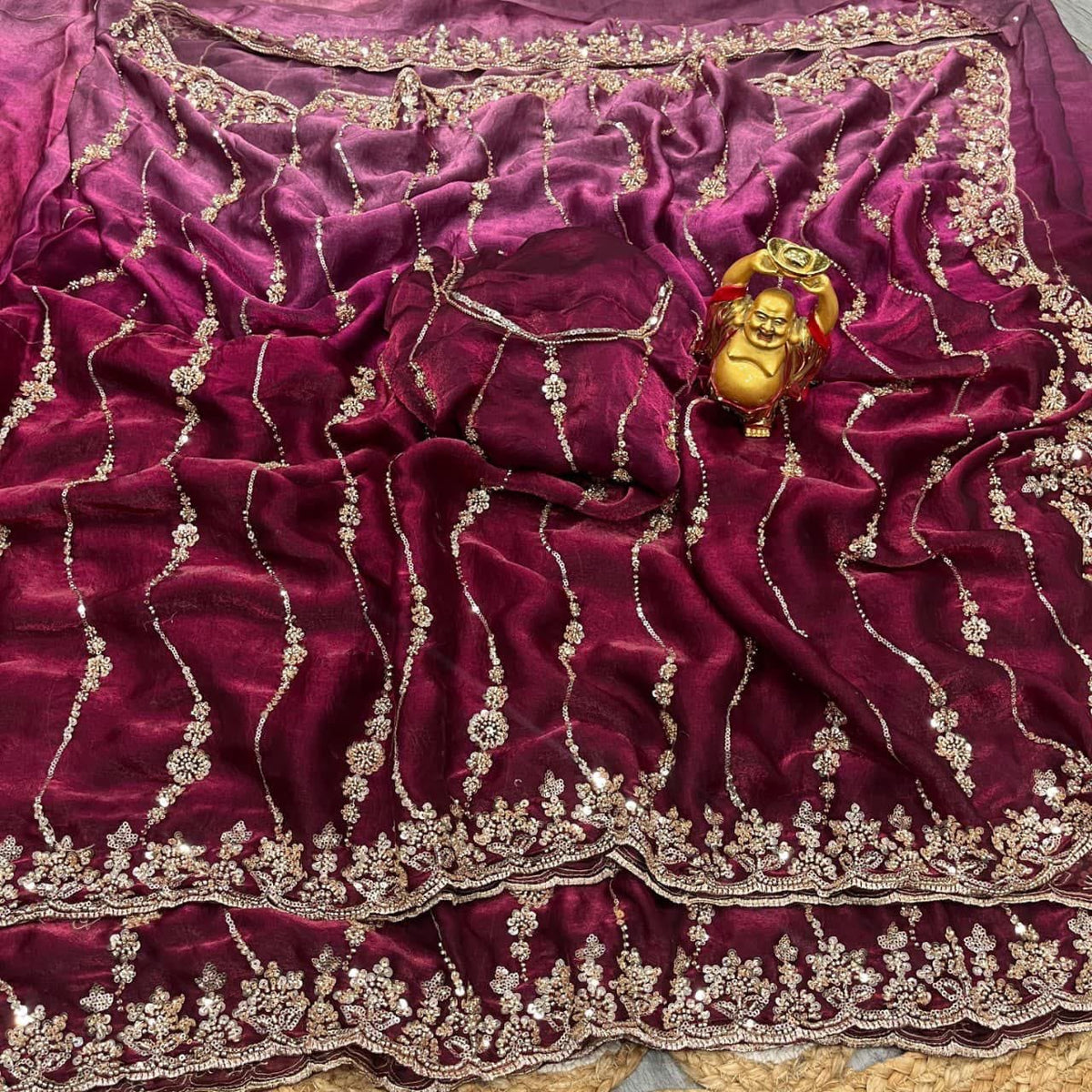 Product Image - Designer heavy stone work saree for wedding - 6