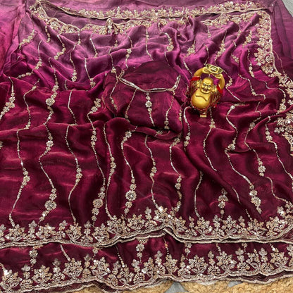Product Image - Designer heavy stone work saree for wedding - 6