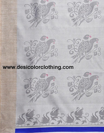 Royal Blue Silk Printed Saree | 1932S454
