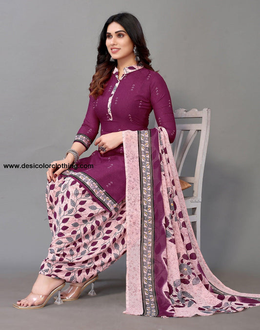 Printed Polyester Unstitched Salwar Suit Material