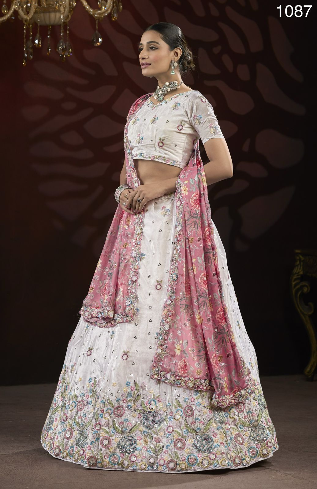 Product Image - Eye-Catchy Designer Embroidery Flower Pattern Lehenga Choli with Dupatta