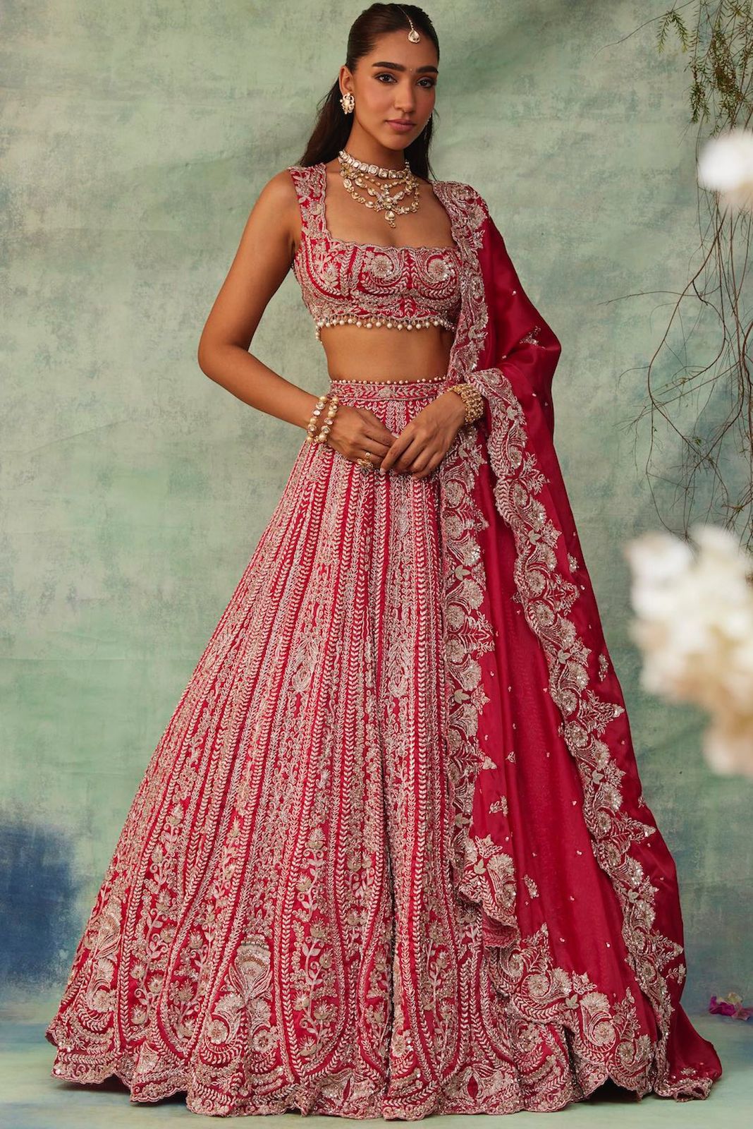 Product Image - Stunning Designer Lehenga Red