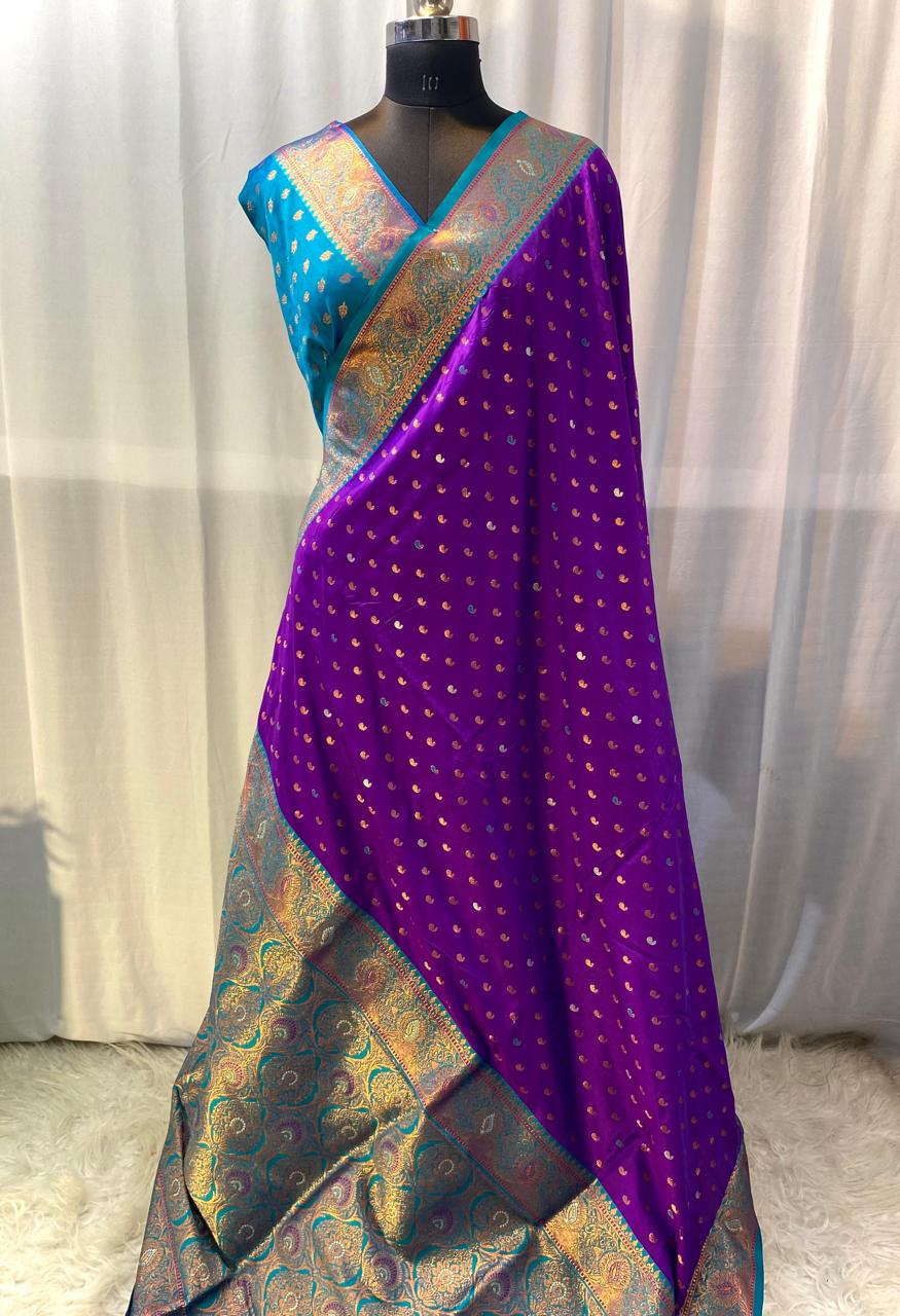 Product Image - Exquisite Pure Soft Paithani Silk Saree with Contrast Weaving Border
