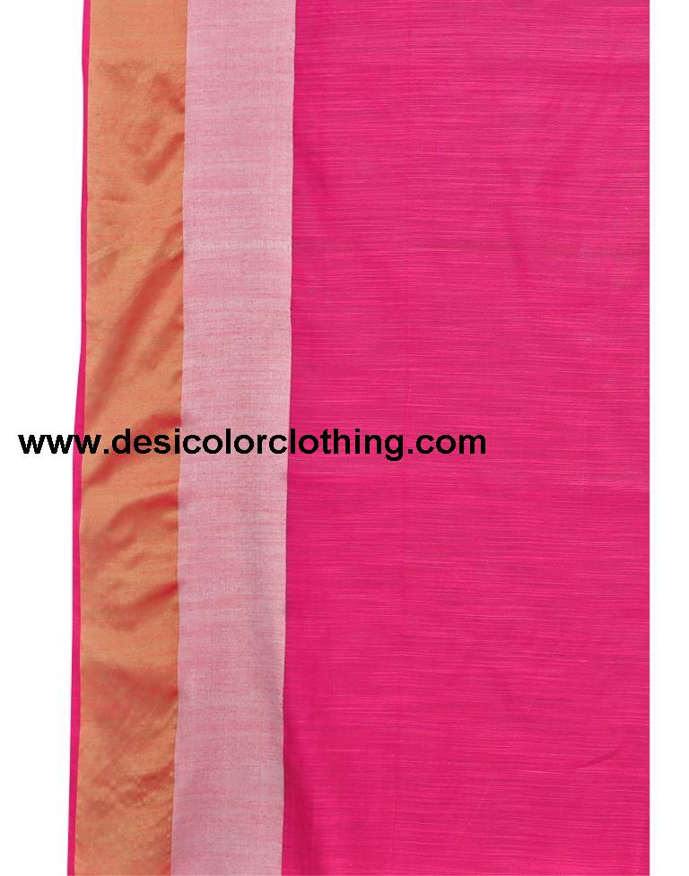 Pink Coloured Poly Cotton Self Woven Casual saree