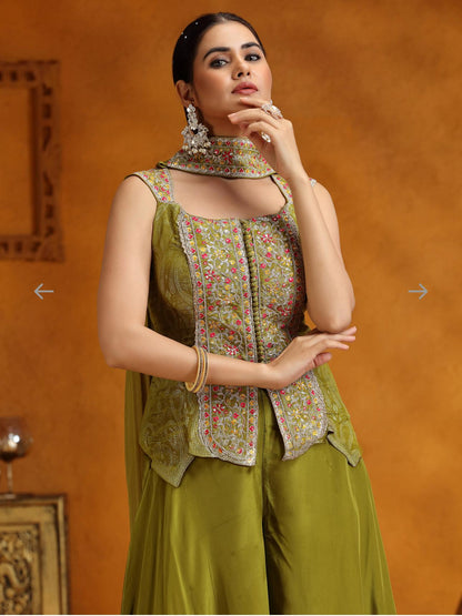Product Image - Elegant Designer Saree and Palazzo Set