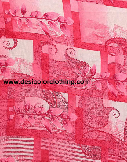 Pink Printed Georgette Saree